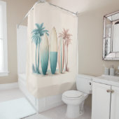 Surfbretter Palmen Retro-Gelb Duschvorhang (Beispiel)