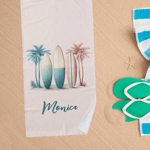 Surfbretter Palmen Rettro-Gelb Strandtuch