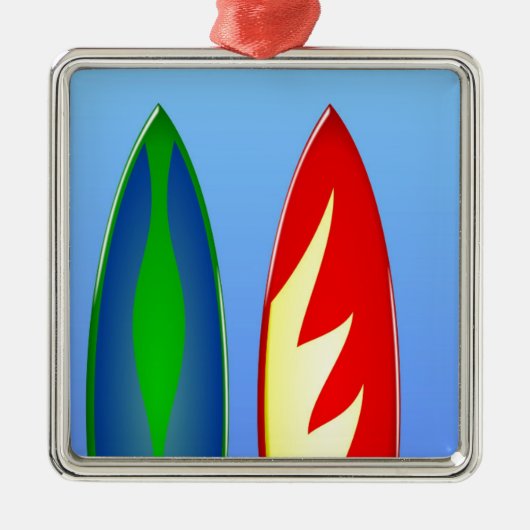 Surfbretter Retro-Surfen Silbernes Ornament (Vorne)