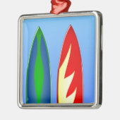 Surfbretter Retro-Surfen Silbernes Ornament (Links)