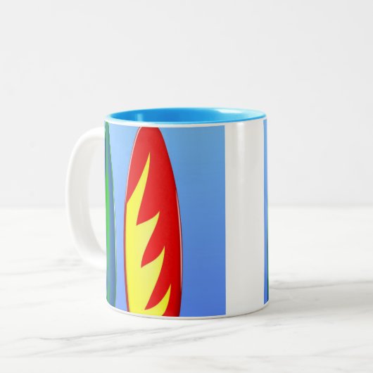 Surfbretter Retro-Surfen Zweifarbige Tasse (Vorderseite Links)