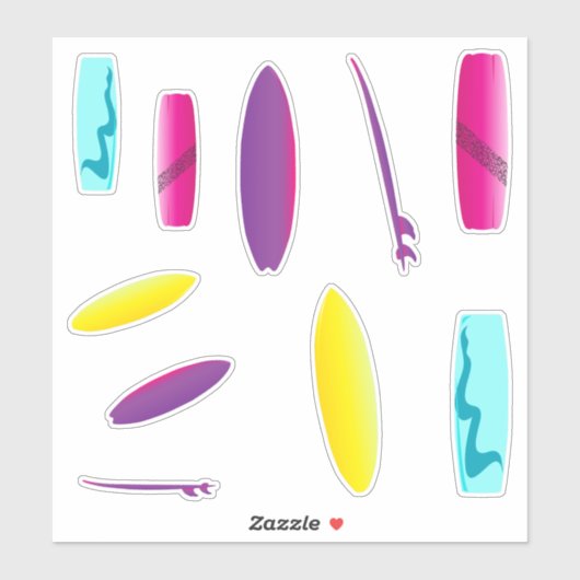 Surfbretter Set Aufkleber (Blatt)