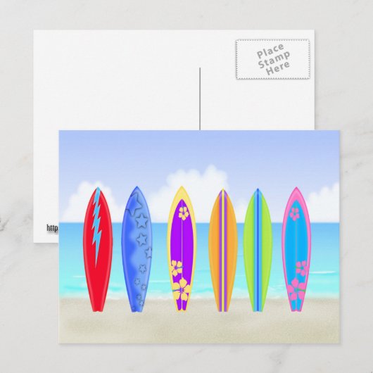 Surfbretter Strand Postkarte (Vorne/Hinten)