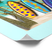 Surfbretter Strand Sonniges Meer Poster drucken (Ecke)