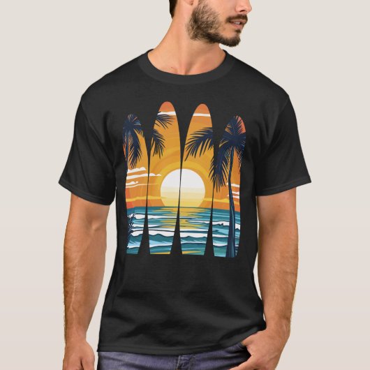 Surfbretter Sunset T-Shirt (Vorderseite)