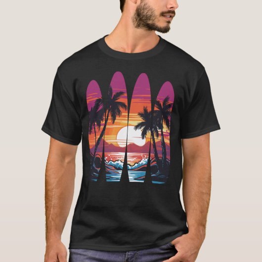 Surfbretter Sunset T-Shirt (Vorderseite)