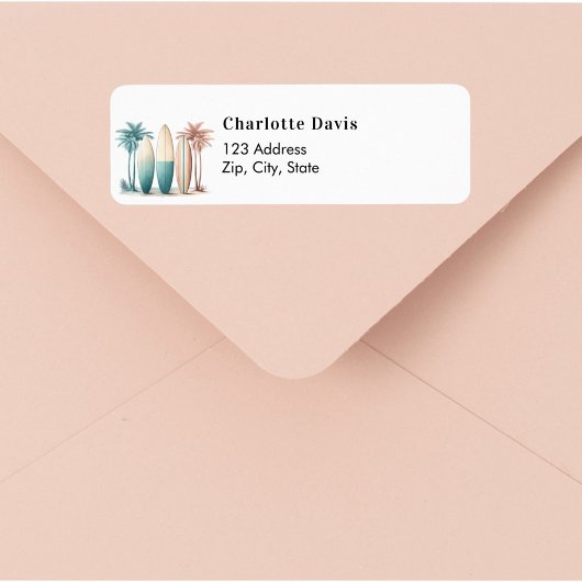 Surfbretter, tropische Strandretro-Rücksendeadress