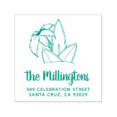 Surfbretter und Palm Tree Familienname Rücksendead Permastempel (Design)