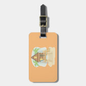 Surfbretter und Palmen aus tropischer Hütte Gepäckanhänger (Vorderseite vertikal)