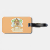 Surfbretter und Palmen aus tropischer Hütte Gepäckanhänger (Rückseite horizontal)