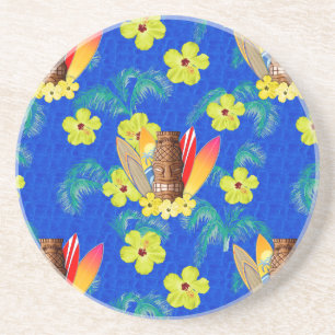 Surfbretter und Tiki Maske Getränkeuntersetzer