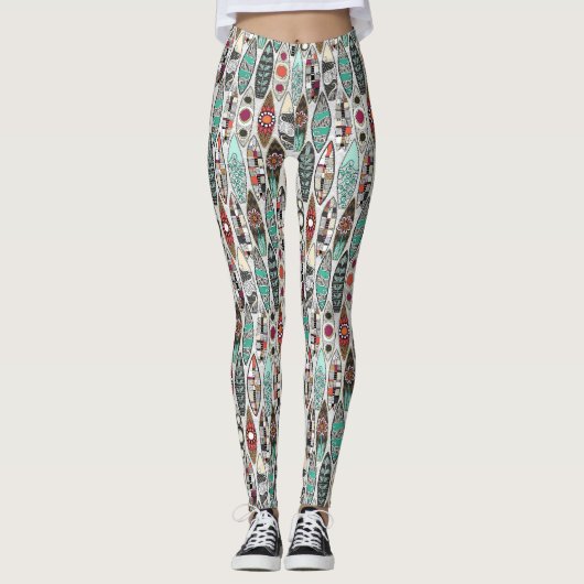 Surfbretter weiß leggings (Vorderseite)