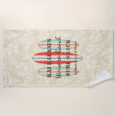 Surfbretter zeichnen Monogramm Hawaiian Surfboards Strandtuch (Vorderseite)