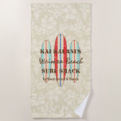 Surfbretter zeichnen Monogramm Hawaiian Surfboards Strandtuch (Vorderseite)
