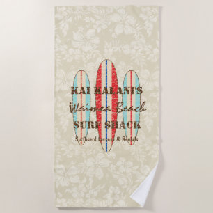 Surfbretter zeichnen Monogramm Hawaiian Surfboards Strandtuch