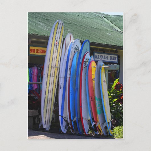 Surfbretter zu vermieten in Hanalei, Kauai Postkarte (Vorderseite)