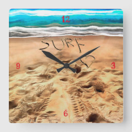 Surfdudes, Square Wall Clock Quadratische Wanduhr