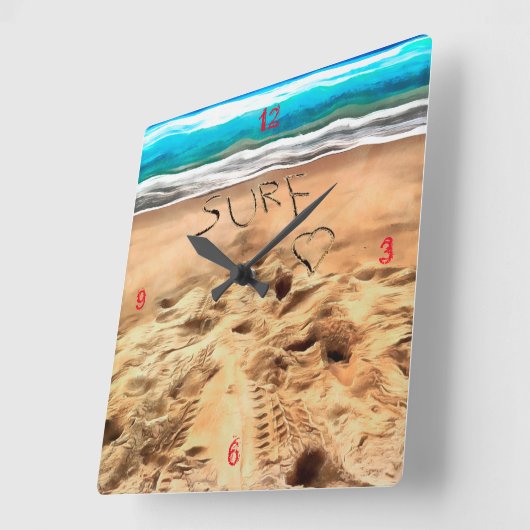 Surfdudes, Square Wall Clock Quadratische Wanduhr (Winkel)