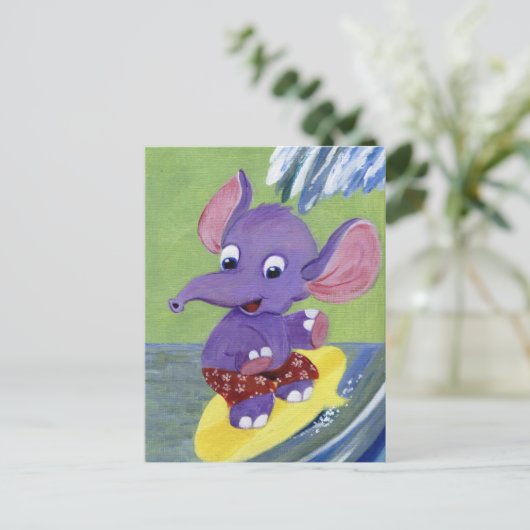 SurfElefant Postkarte (Stehend Vorderseite)