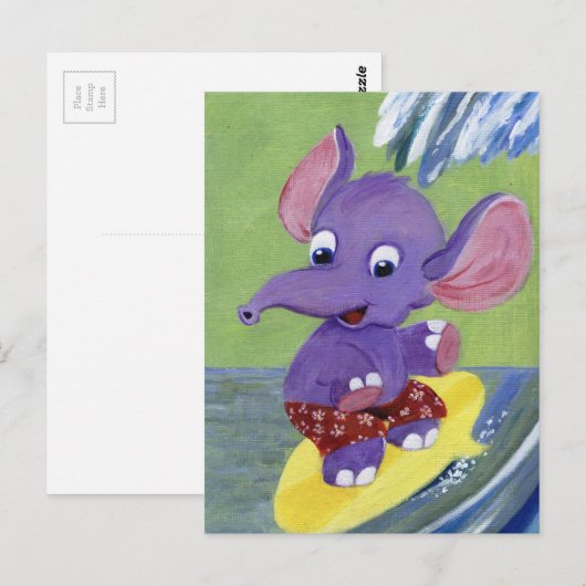SurfElefant Postkarte (Vorne/Hinten)