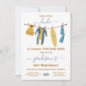 Surfen 1. Geburtstag Party Clothesline Einladung (Vorderseite)