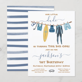 Surfen 1. Geburtstag Party Clothesline Einladung