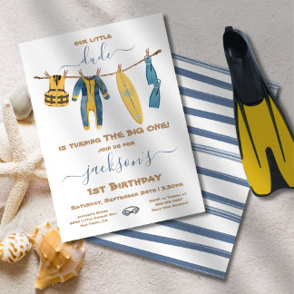 Surfen 1. Geburtstag Party Clothesline Einladung
