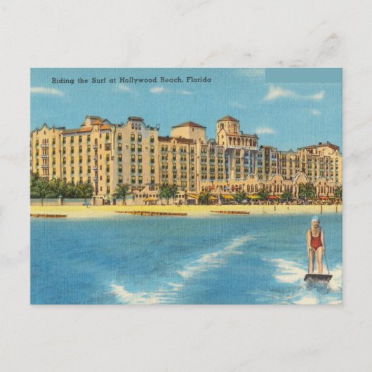 Surfen am Hollywood Beach, Florida Postkarte (Vorderseite)