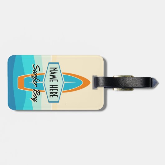 Surfen am Strand Gepäckanhänger (Rückseite horizontal)