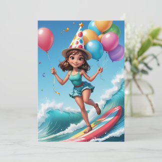 Surfen am Surfstrand Geburtstagsfeier Einladung