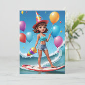 Surfen am Surfstrand Geburtstagsfeier Einladung (Stehend Vorderseite)