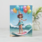 Surfen am Surfstrand Geburtstagsfeier Einladung (Stehend Vorderseite)