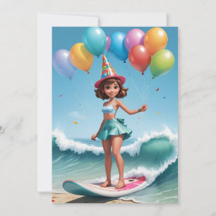 Surfen am Surfstrand Geburtstagsfeier Einladung