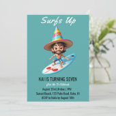 Surfen am Surfstrand Geburtstagsfeier Einladung (Stehend Vorderseite)