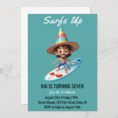 Surfen am Surfstrand Geburtstagsfeier Einladung (Vorne/Hinten)
