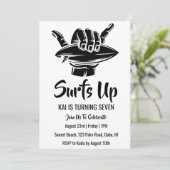 Surfen am Surfstrand Geburtstagsfeier Einladung (Stehend Vorderseite)