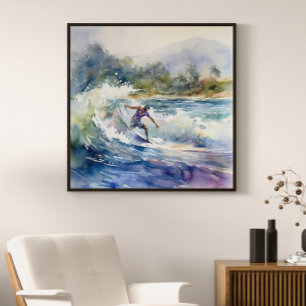 Surfen an der Nordküste Oahu Hawaii Art Print Poster