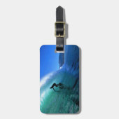 Surfen an der Südafrikanischen Küste mit einer grü Gepäckanhänger (Vorderseite vertikal)