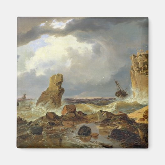 Surfen an einer Felsküste, 1835 Magnet (Vorne)