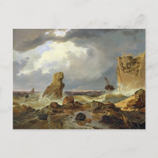 Surfen an einer Felsküste, 1835 Postkarte (Vorderseite)