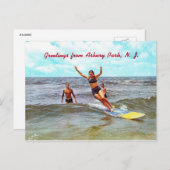 Surfen, Asbury Park, NJ Vintag Postkarte (Vorne/Hinten)