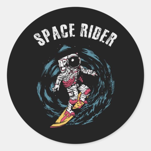 Surfen Astronaut Space Rider Surfer Runder Aufkleber (Vorderseite)