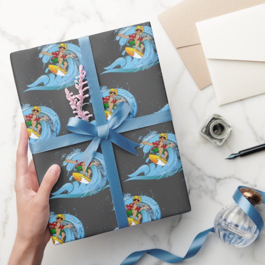 Surfen auf Blue Wave Geschenkpapier (Schenken)