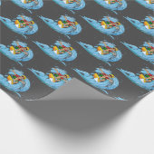 Surfen auf Blue Wave Geschenkpapier (Ecke)