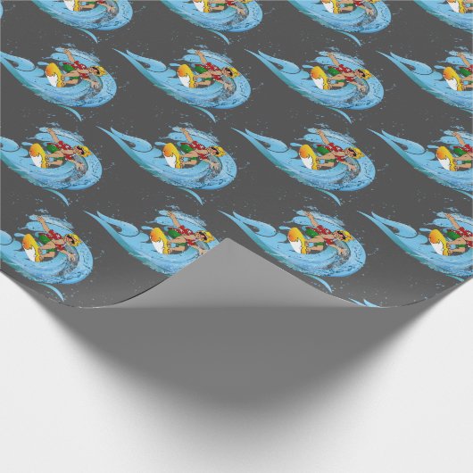 Surfen auf Blue Wave Geschenkpapier (Ecke)
