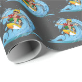 Surfen auf Blue Wave Geschenkpapier (Rolleneckpunkt)