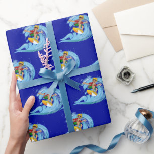 Surfen auf Blue Wave Geschenkpapier
