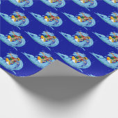 Surfen auf Blue Wave Geschenkpapier (Ecke)