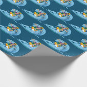 Surfen auf Blue Wave Geschenkpapier (Ecke)