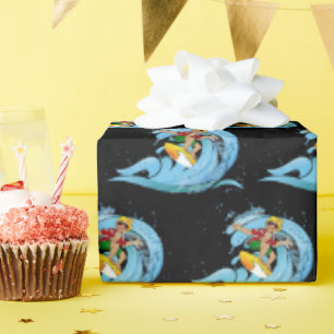 Surfen auf Blue Wave Geschenkpapier